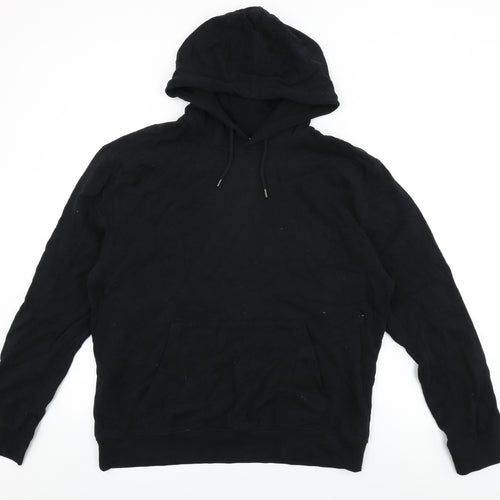 Topman Mens Black Cotton Pullover Hoodie Size XL