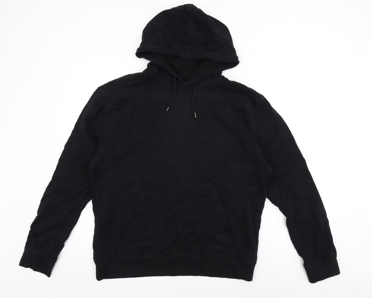 Topman Mens Black Cotton Pullover Hoodie Size XL