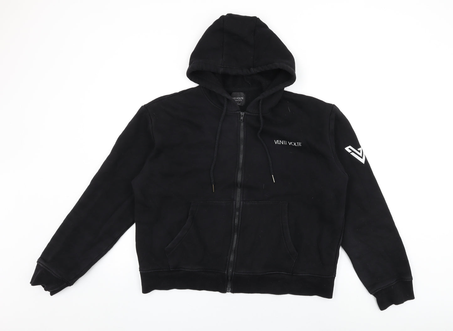Venti Volte Womens Black Cotton Full Zip Hoodie Size L Zip