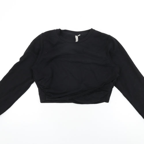 ASOS Womens Black Cotton Pullover Sweatshirt Size 10 Pullover - Cropped
