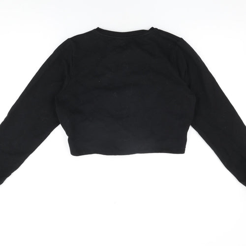 ASOS Womens Black Cotton Pullover Sweatshirt Size 10 Pullover - Cropped