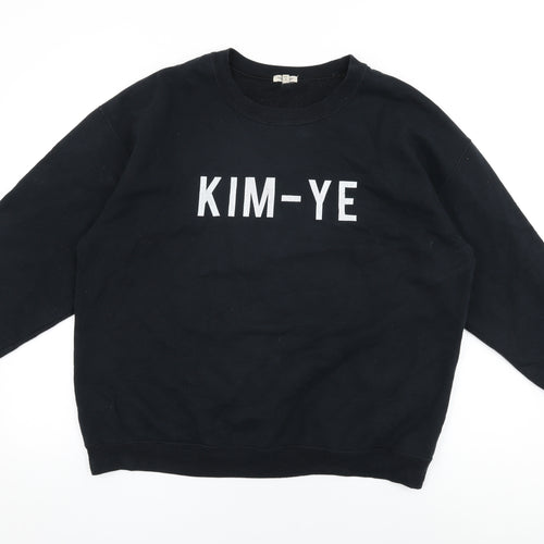 River Island Womens Black Cotton Pullover Sweatshirt Size L Pullover - Kim-Ye