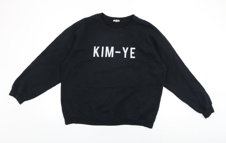 River Island Womens Black Cotton Pullover Sweatshirt Size L Pullover - Kim-Ye