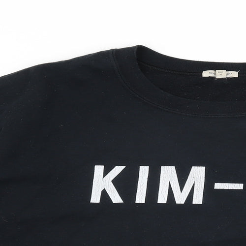 River Island Womens Black Cotton Pullover Sweatshirt Size L Pullover - Kim-Ye