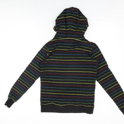 Xdye Womens Black Striped Cotton Pullover Hoodie Size L Pullover