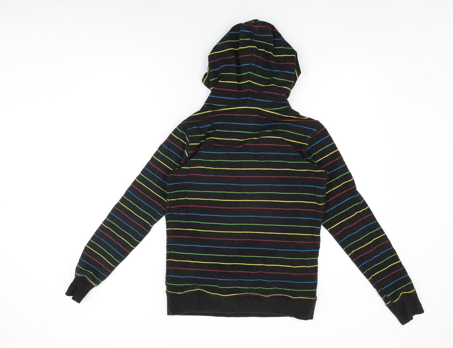Xdye Womens Black Striped Cotton Pullover Hoodie Size L Pullover