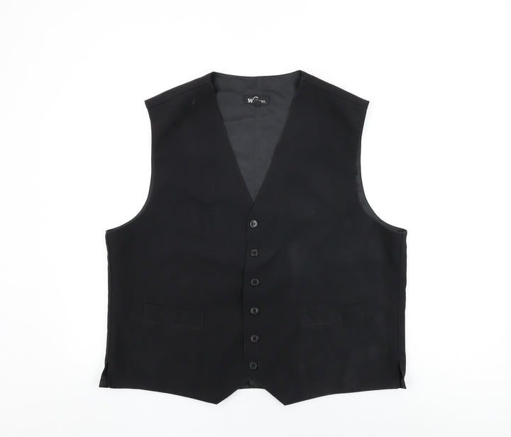 Williams Mens Black Polyester Jacket Suit Waistcoat Size 46 Regular