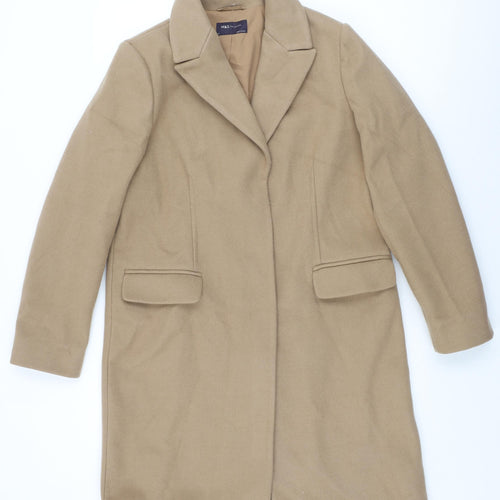 Marks and Spencer Womens Beige Overcoat Coat Size 12 Snap