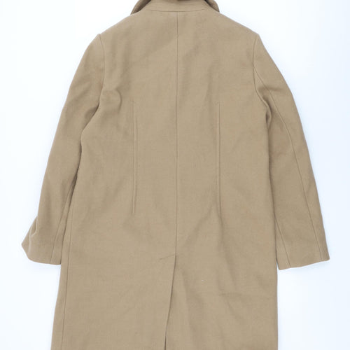 Marks and Spencer Womens Beige Overcoat Coat Size 12 Snap