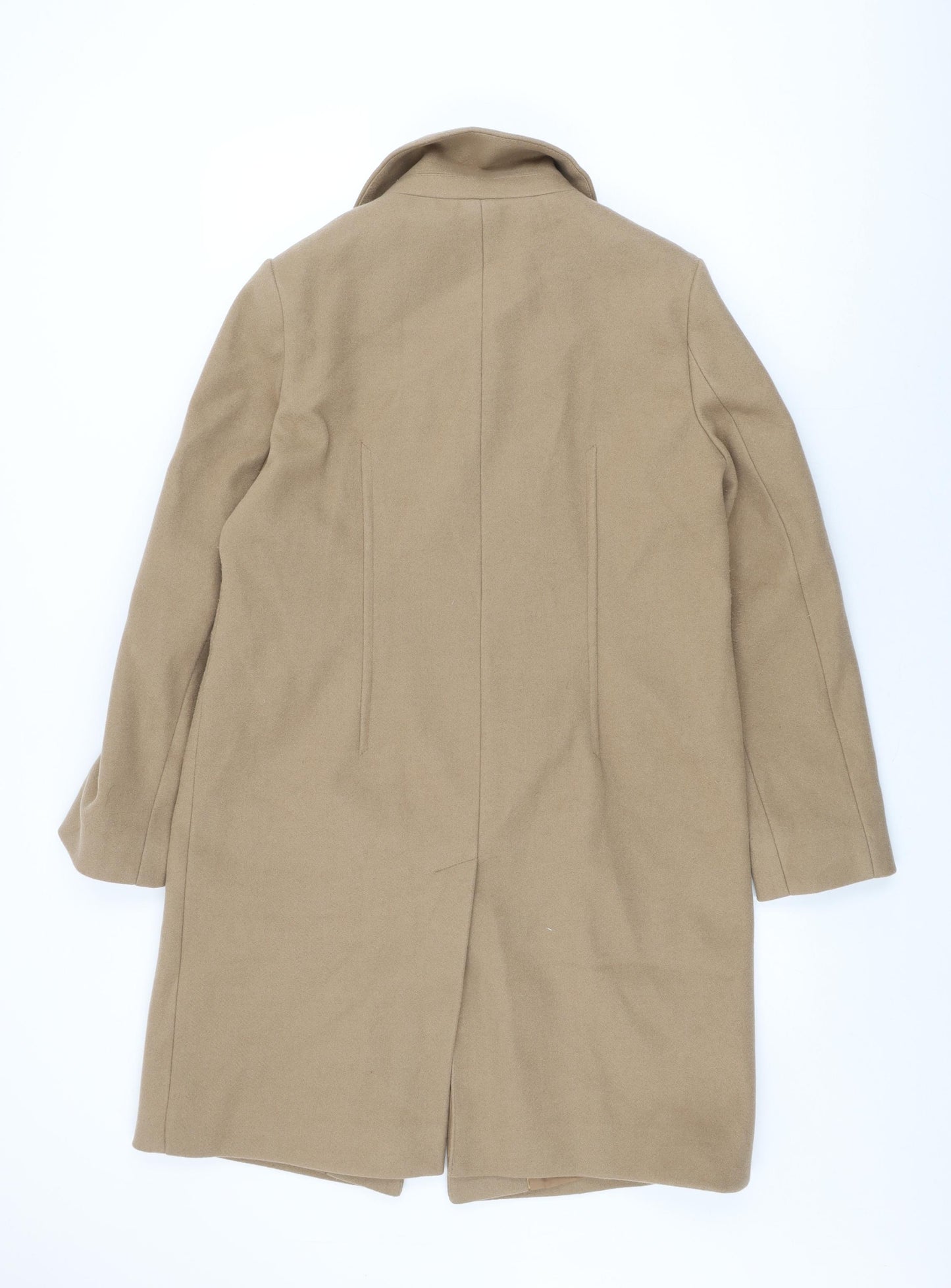 Marks and Spencer Womens Beige Overcoat Coat Size 12 Snap