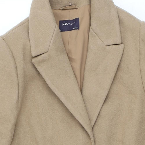 Marks and Spencer Womens Beige Overcoat Coat Size 12 Snap