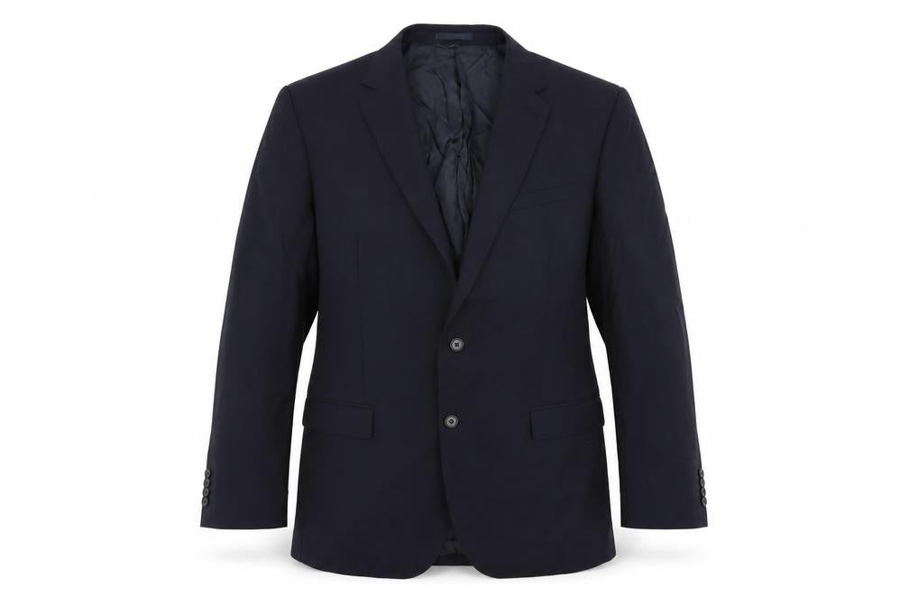 Front view of Marks & Spencer men’s black polyester jacket suit jacket, size 44, regular