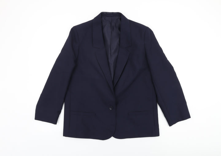 St Michael Womens Blue Jacket Blazer Size 14 Button