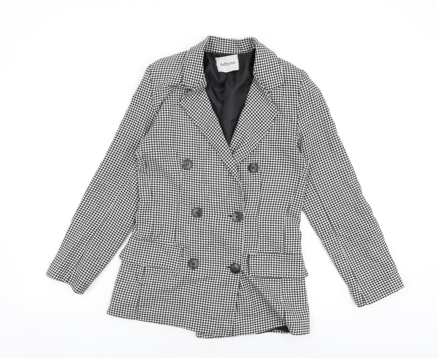 Adilynn Womens Grey Geometric Jacket Blazer Size M Button - Houndstooth