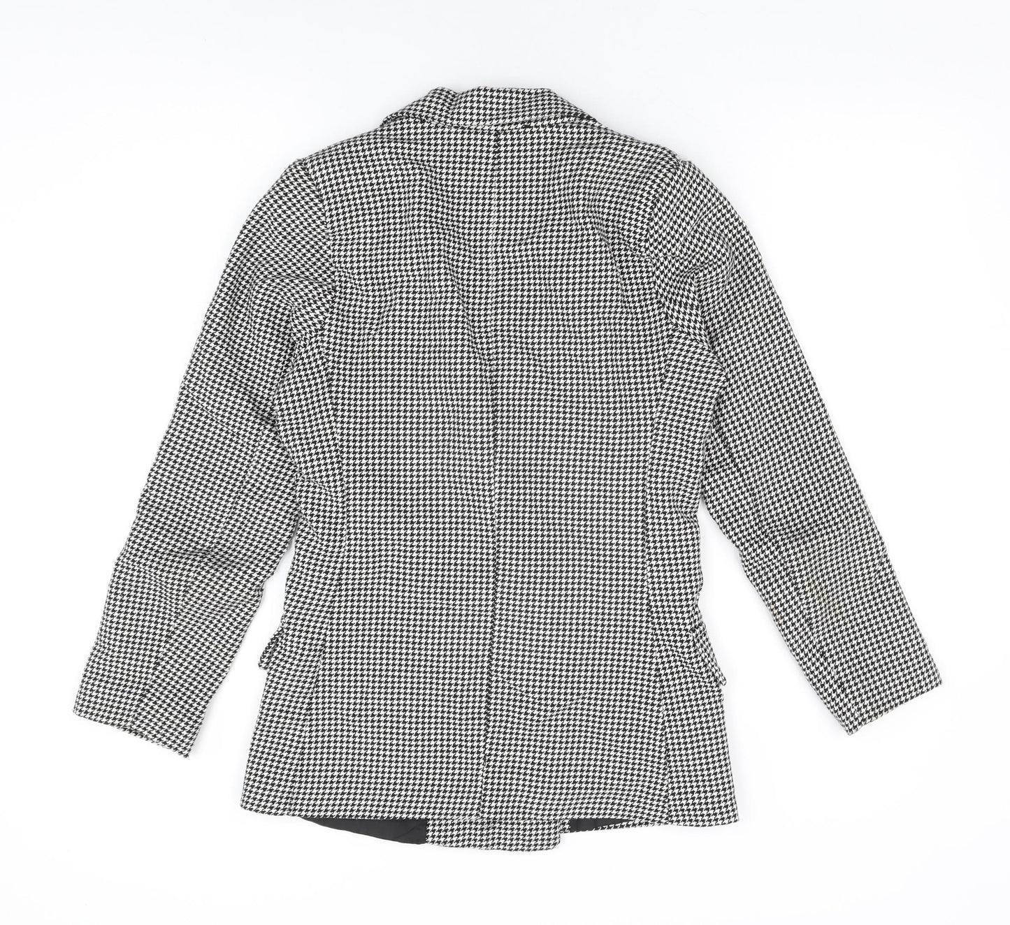 Adilynn Womens Grey Geometric Jacket Blazer Size M Button - Houndstooth