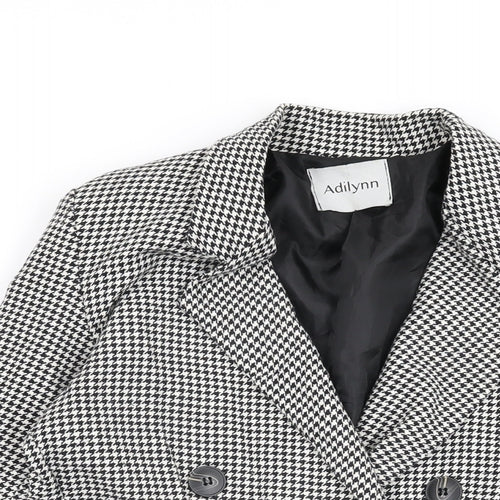 Adilynn Womens Grey Geometric Jacket Blazer Size M Button - Houndstooth