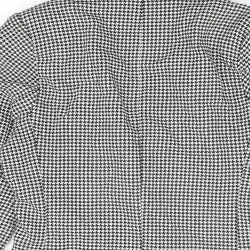 Adilynn Womens Grey Geometric Jacket Blazer Size M Button - Houndstooth