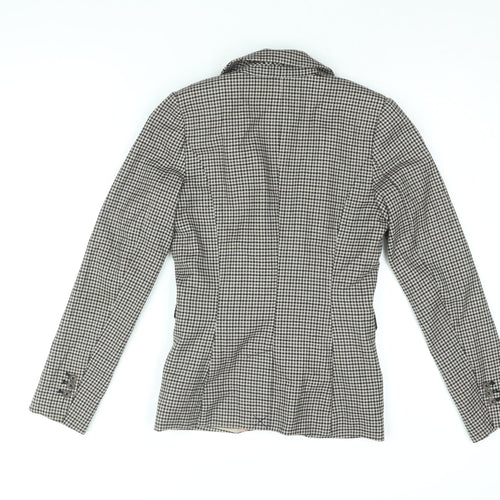 H&M Womens Brown Geometric Jacket Blazer Size 4 Button