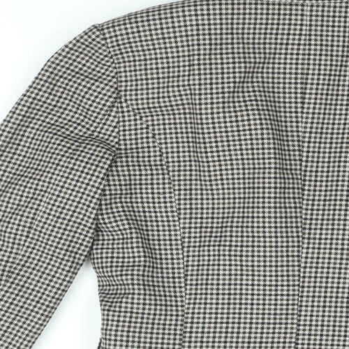 H&M Womens Brown Geometric Jacket Blazer Size 4 Button
