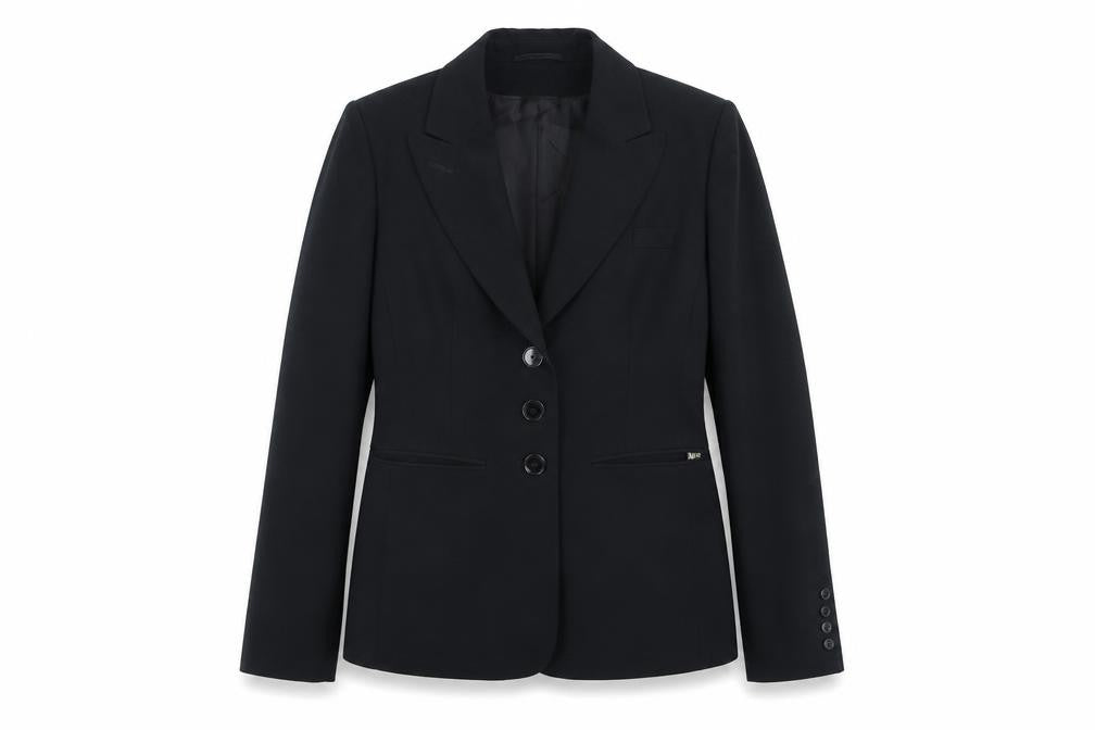 Front view of Marks & Spencer women’s black jacket blazer, size UK 12, button