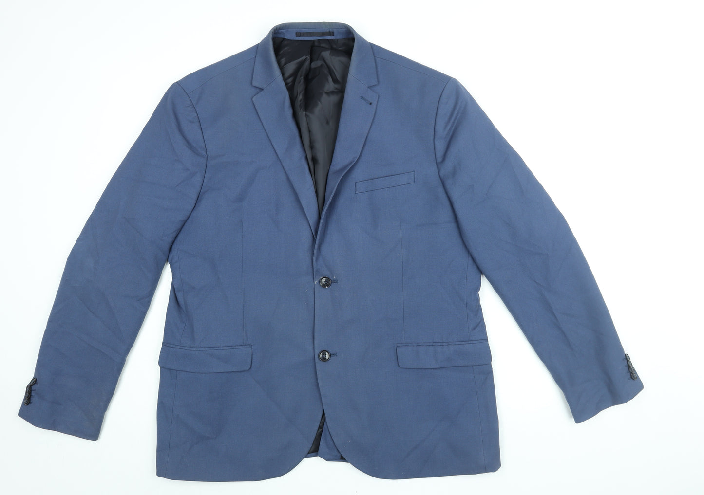 Topman Mens Blue Polyester Jacket Suit Jacket Size 48 Regular