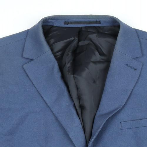 Topman Mens Blue Polyester Jacket Suit Jacket Size 48 Regular