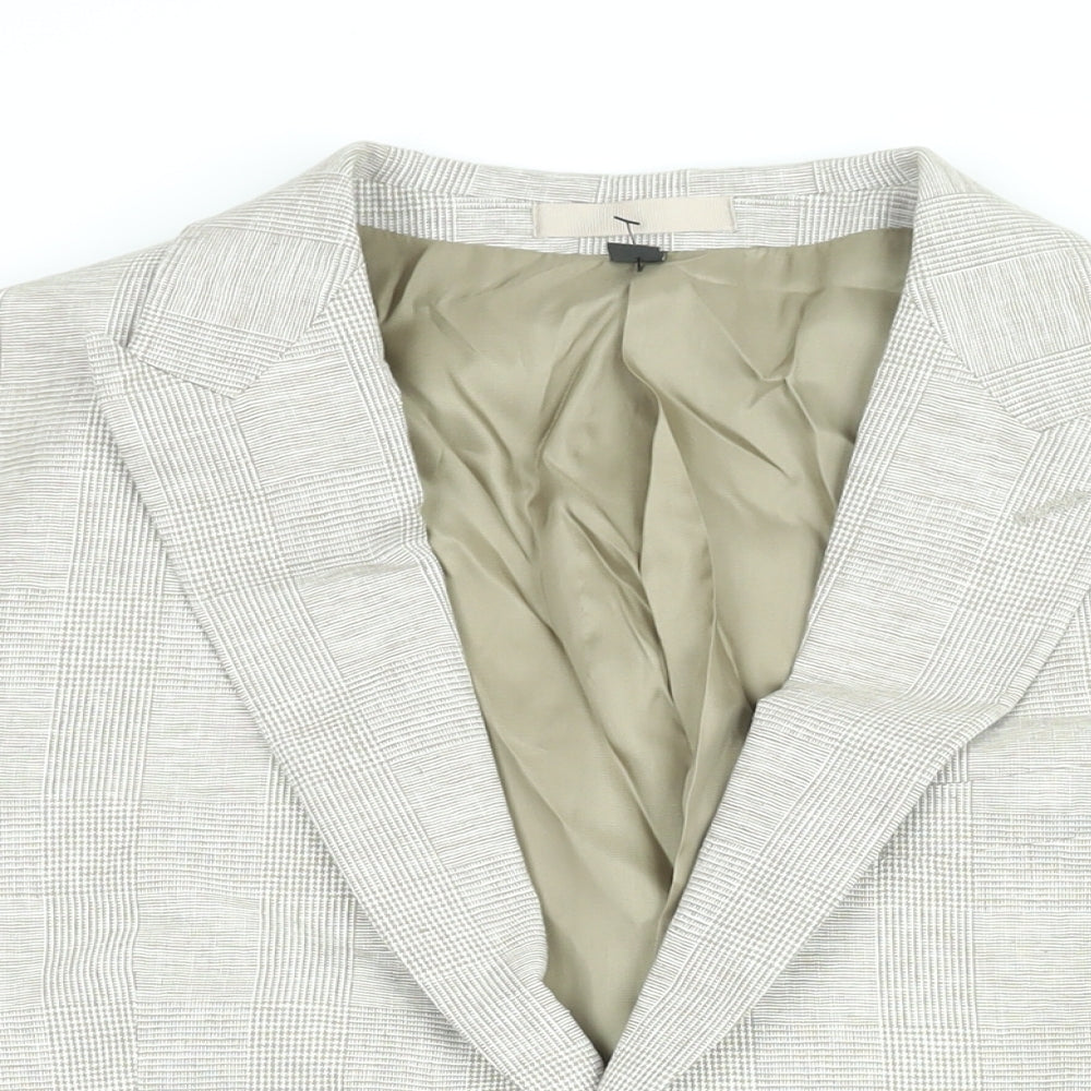 Marks and Spencer Mens Beige Geometric Linen Jacket Suit Jacket Size 42 Regular