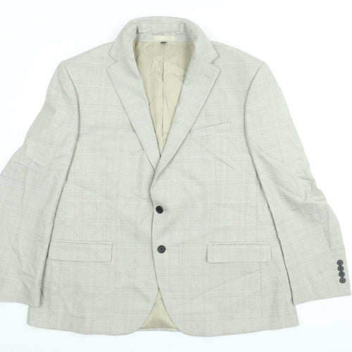 Marks and Spencer Mens Beige Geometric Linen Jacket Suit Jacket Size 46 Regular