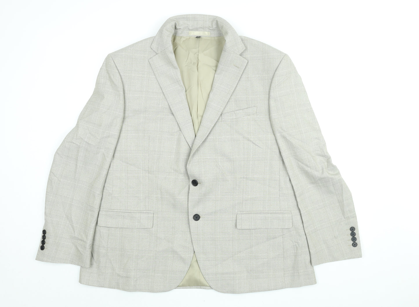 Marks and Spencer Mens Beige Geometric Linen Jacket Suit Jacket Size 46 Regular