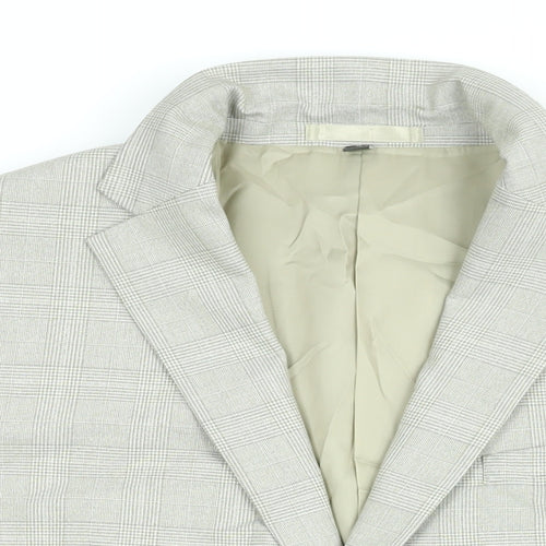 Marks and Spencer Mens Beige Geometric Linen Jacket Suit Jacket Size 46 Regular