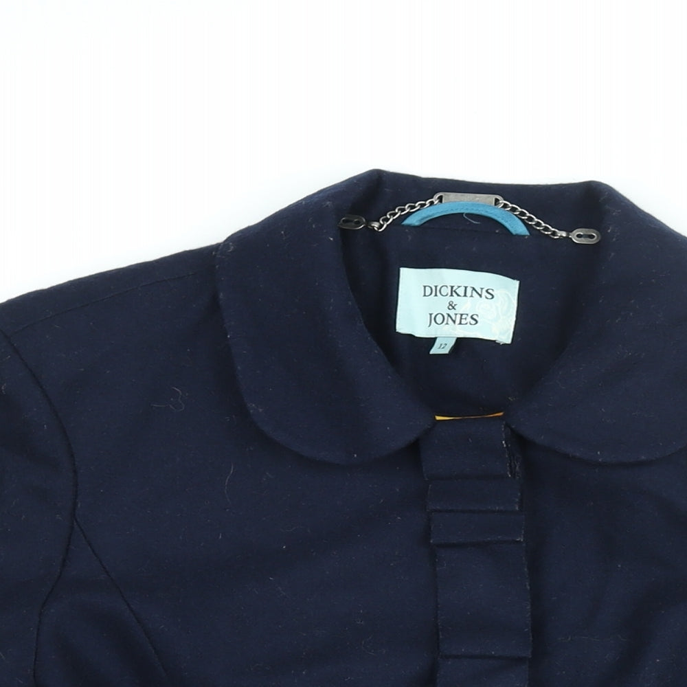 Dickins & Jones Womens Blue Jacket Coat Size 12 Snap