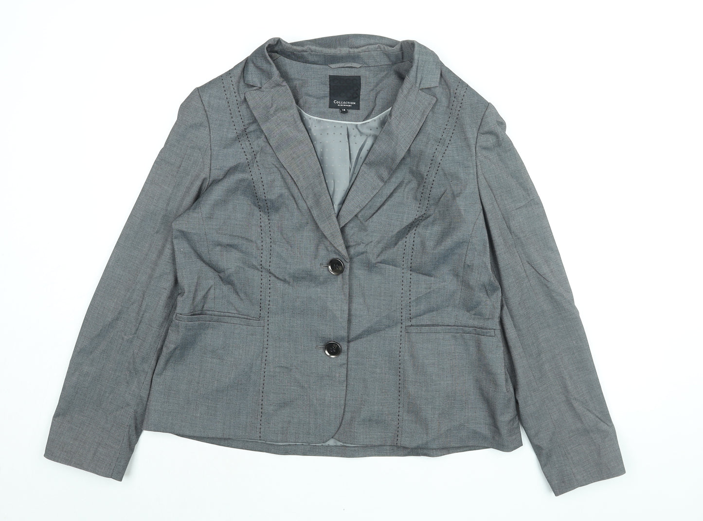 Debenhams Womens Grey Jacket Blazer Size 18 Button