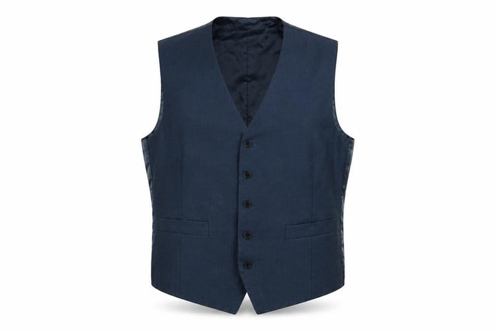 Karl Jackson Mens Blue Polyester Jacket Suit Waistcoat Size 44 Regular