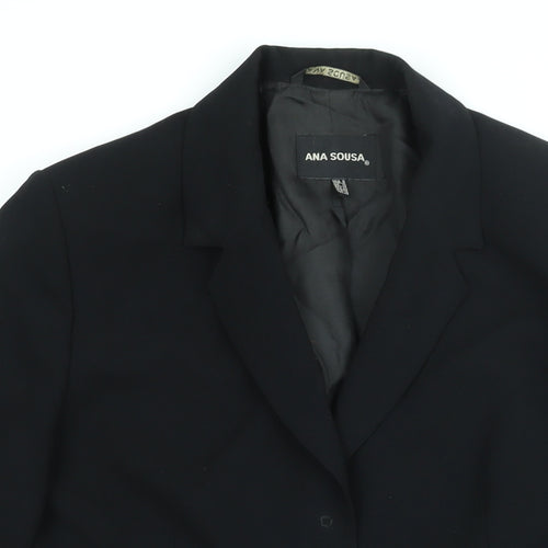 Ana Sousa Womens Black Jacket Blazer Size 10 Snap