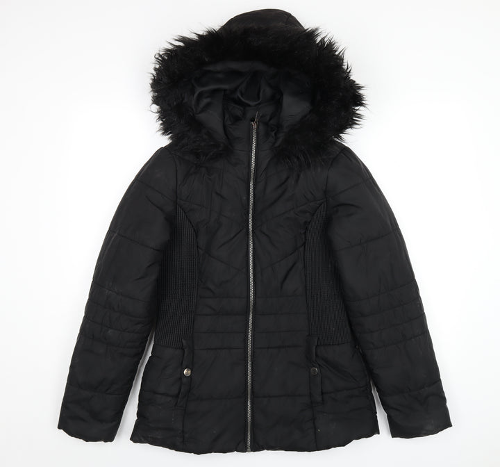 Very Womens Black Puffer Jacket Coat Size 10 Zip