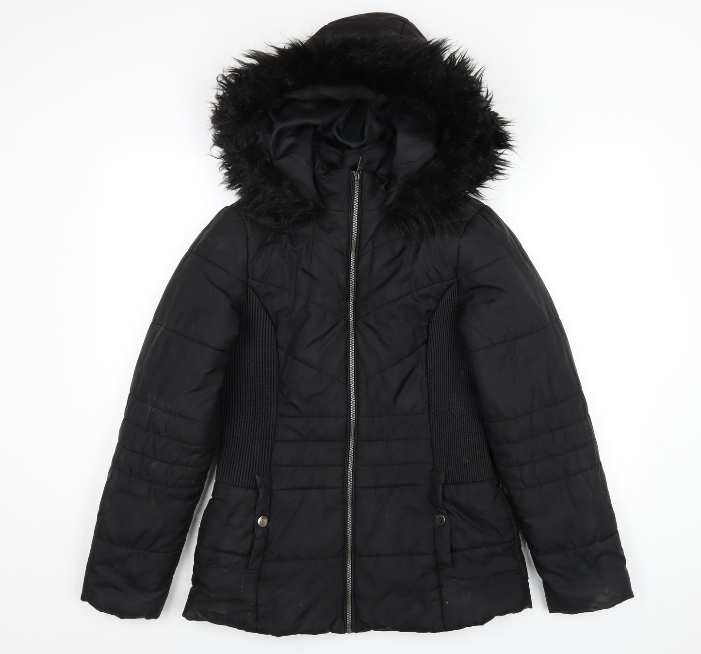 Very Womens Black Puffer Jacket Coat Size 10 Zip