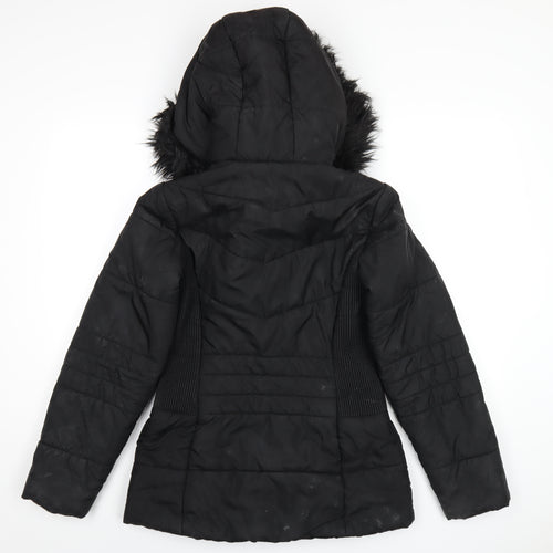 Very Womens Black Puffer Jacket Coat Size 10 Zip