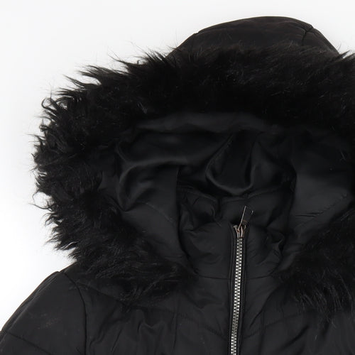 Very Womens Black Puffer Jacket Coat Size 10 Zip
