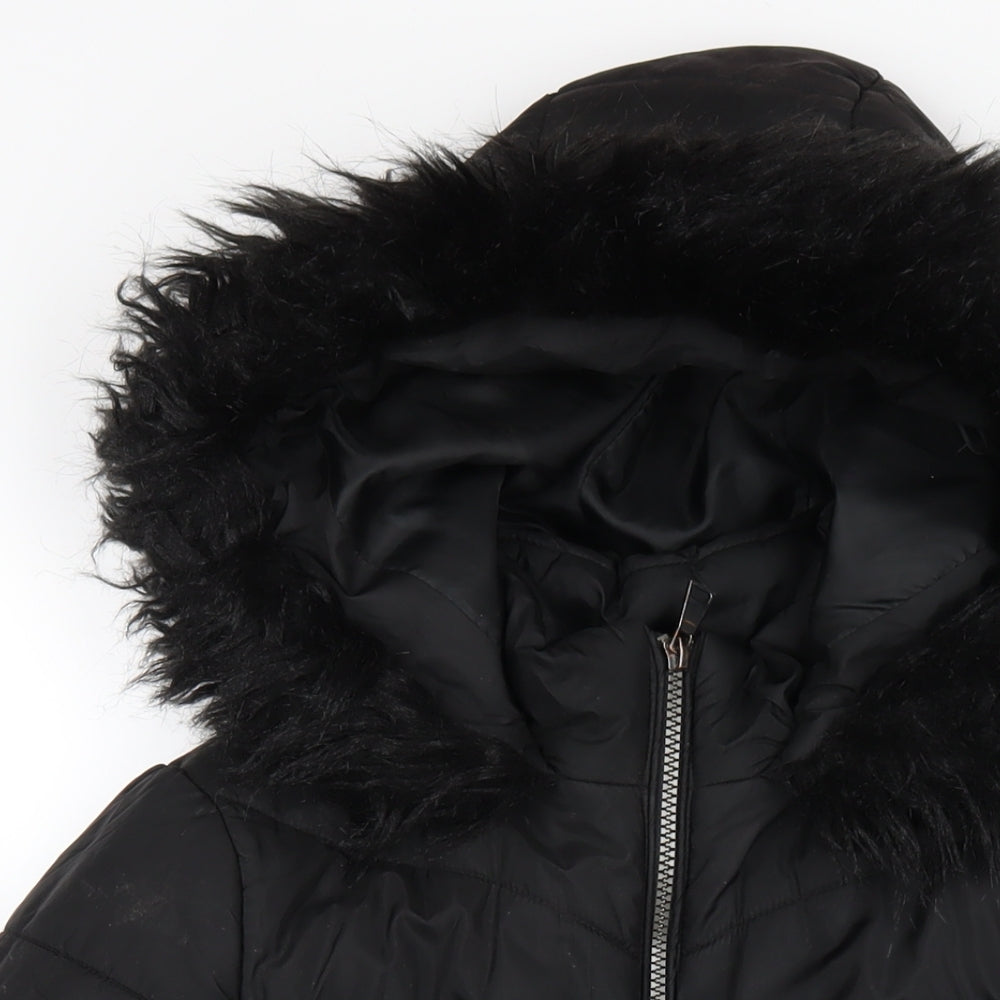 Very Womens Black Puffer Jacket Coat Size 10 Zip