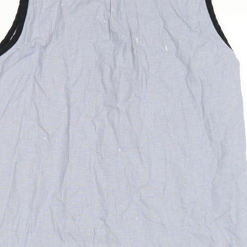 NEXT Womens Blue Linen Tank Dress Size 10 V-Neck Button