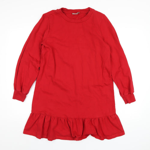 ASOS Womens Red Cotton A-Line Size 12 Round Neck Pullover