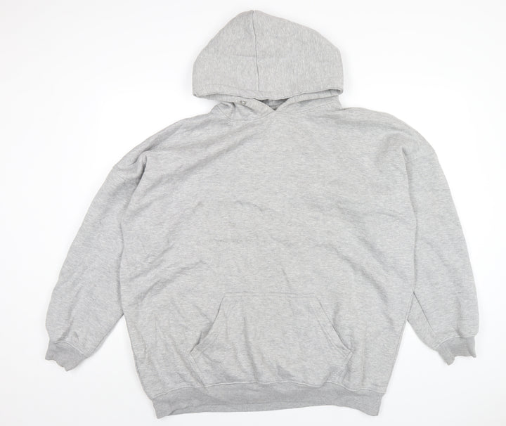 PRETTYLITTLETHING Womens Grey Cotton Pullover Hoodie Size 14 Pullover