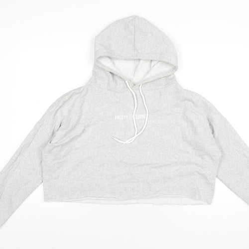 PRETTYLITTLETHING Womens Grey Cotton Pullover Hoodie Size M Pullover