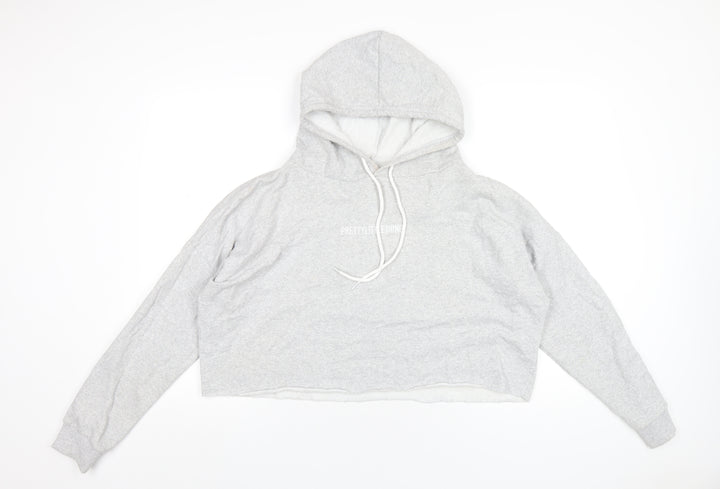 PRETTYLITTLETHING Womens Grey Cotton Pullover Hoodie Size M Pullover