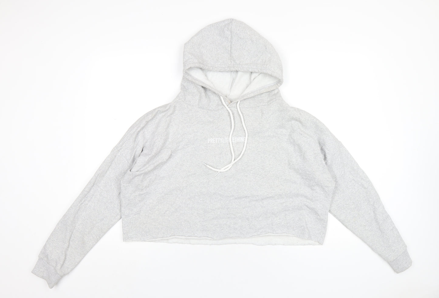 PRETTYLITTLETHING Womens Grey Cotton Pullover Hoodie Size M Pullover