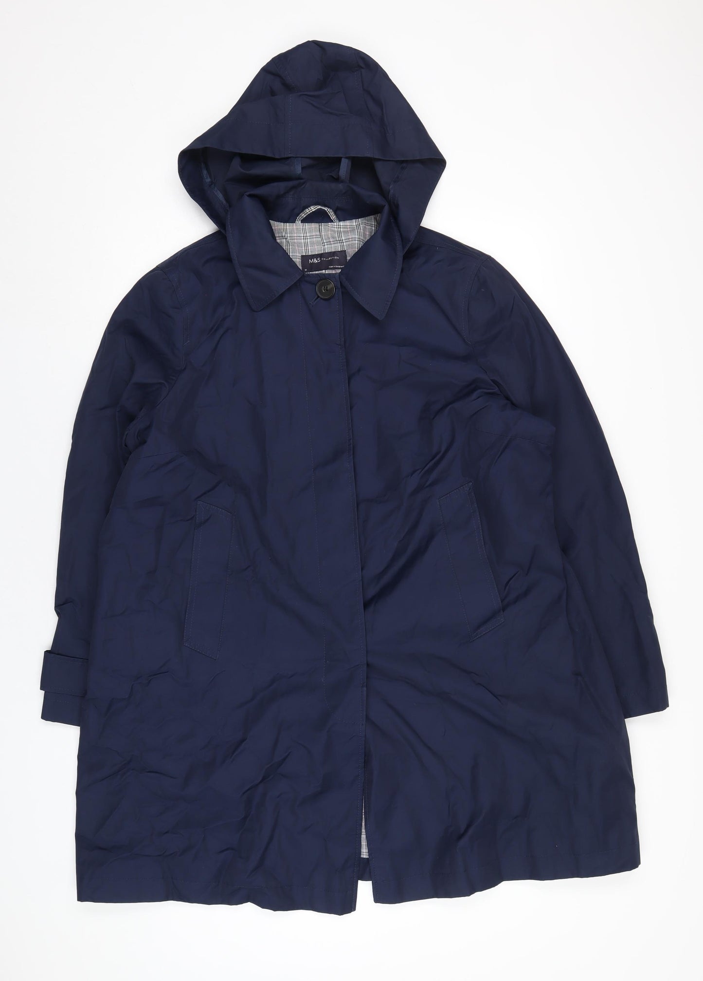 Marks and Spencer Womens Blue Trench Coat Coat Size 18 Button