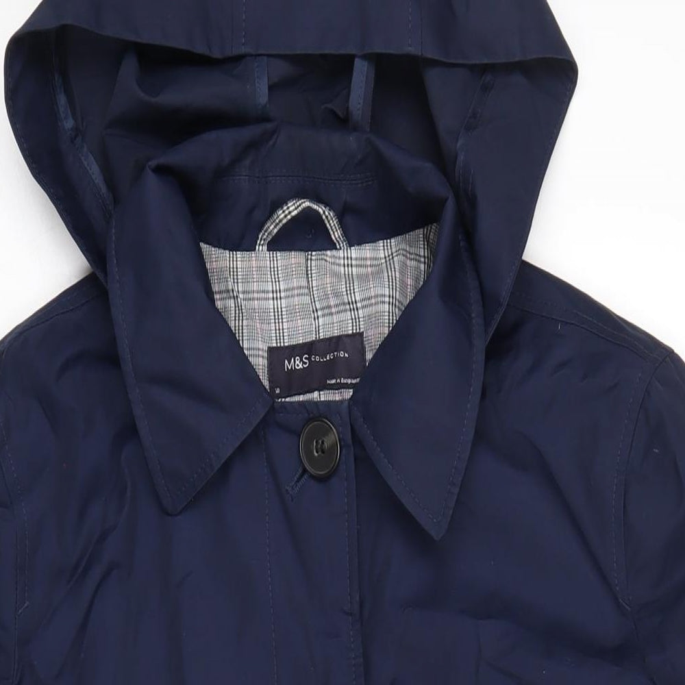 Marks and Spencer Womens Blue Trench Coat Coat Size 18 Button