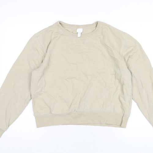 H&M Womens Beige Cotton Pullover Sweatshirt Size M Pullover