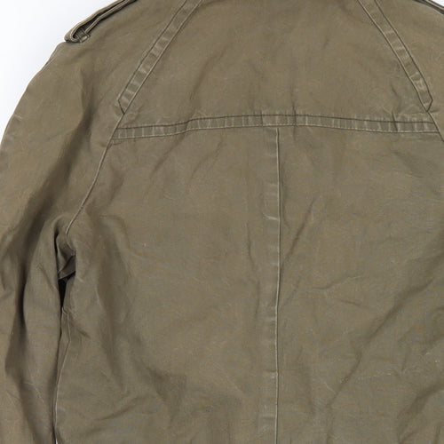 H&M Womens Green Trench Coat Coatigan Size 8 Button