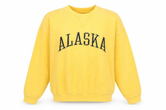 Front view of Polar women’s yellow cotton pullover sweatshirt, size S, pullover - alaska